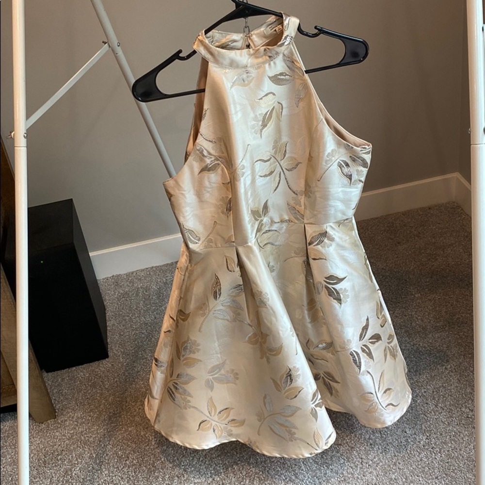 Neutral/silver high neck dress, size medium